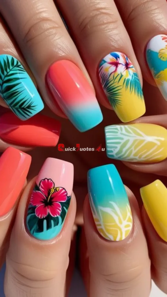 Top Trends in Summer Nail Art for 2025: Vacation-Ready Looks You’ll Love 2 Tropical Paradise Nails