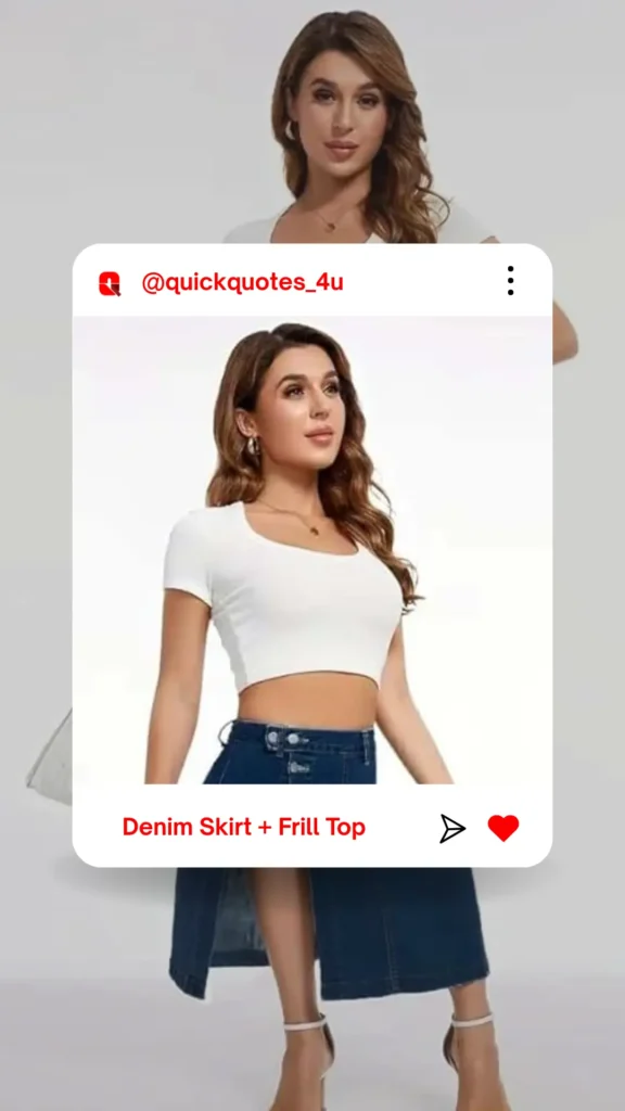 21 Stunning Outfit Ideas for Girls on Graduation Day 17 Denim Skirt Frill Top