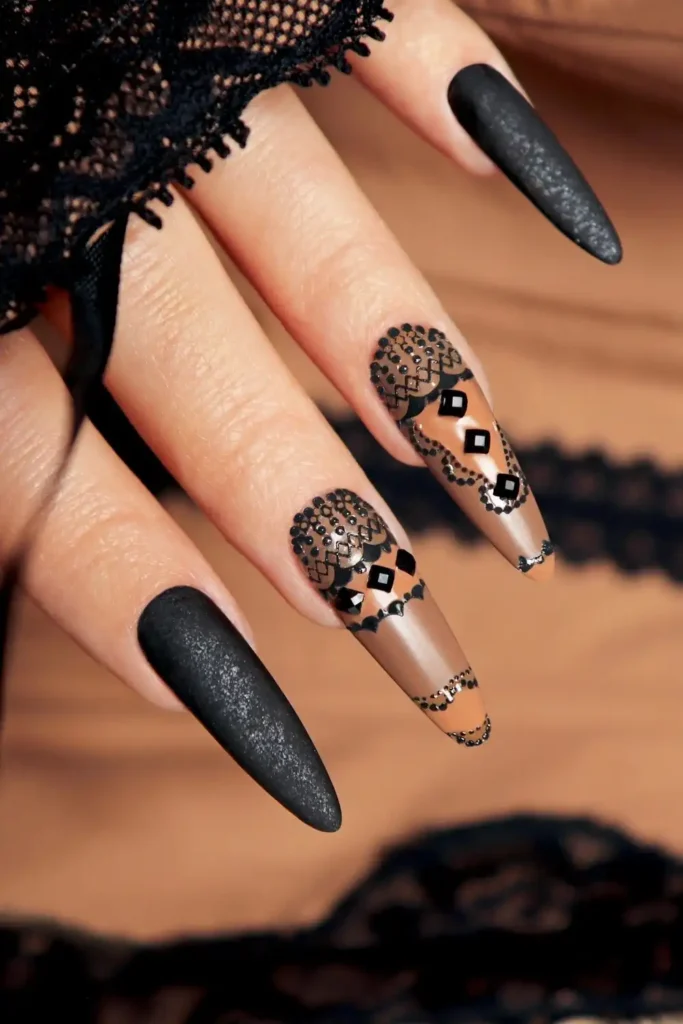 Best Halloween Nail Art Ideas 2025 You'll Want to Try Right Now 12 matte black halloween nails with spider web