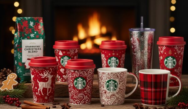 starbucks holiday merch tumblers reusable cups 2025