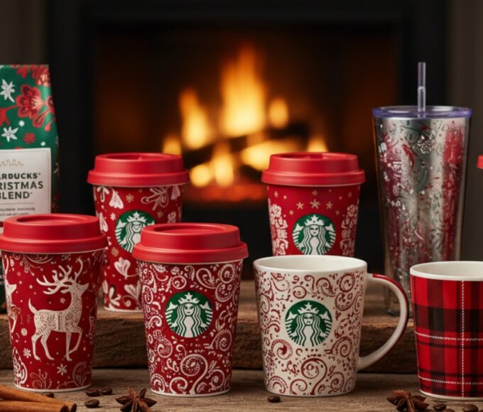 starbucks holiday merch tumblers reusable cups 2025