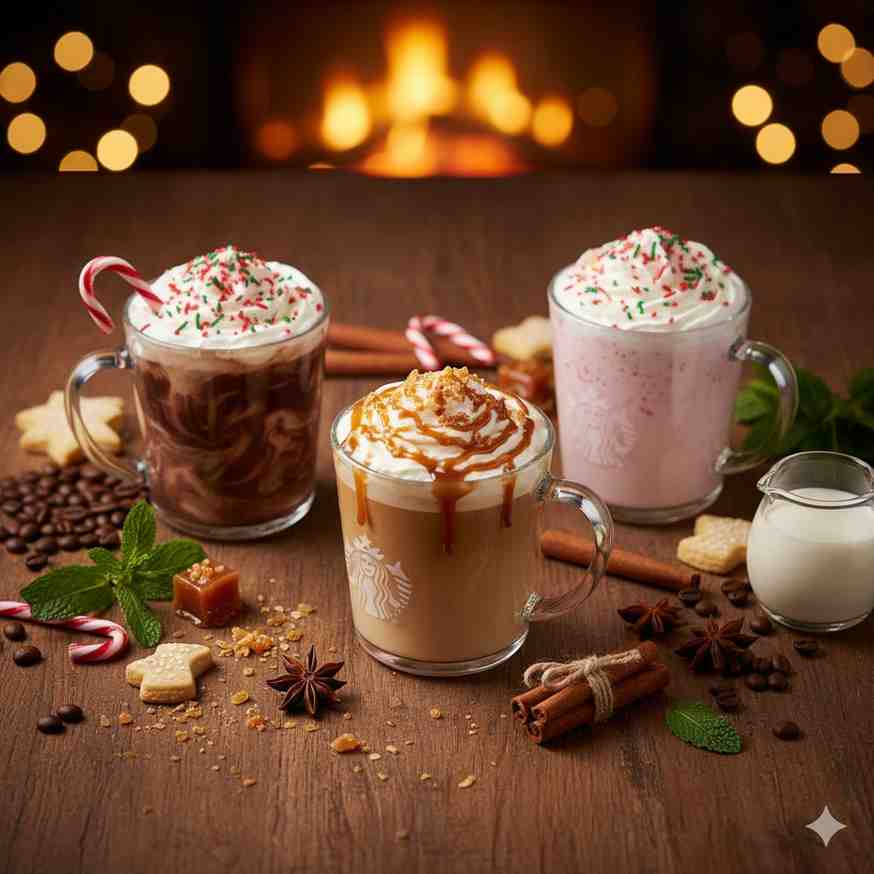 starbucks peppermint mocha caramel brule drinks