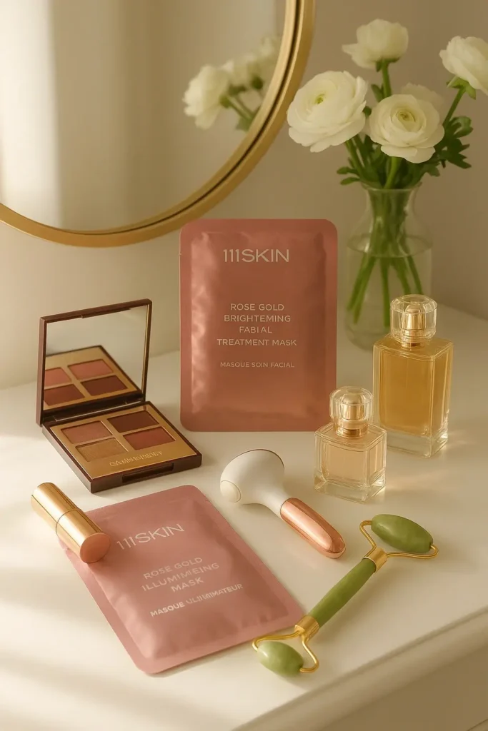 Beauty and skincare gift ideas for women featuring premium makeup and tools