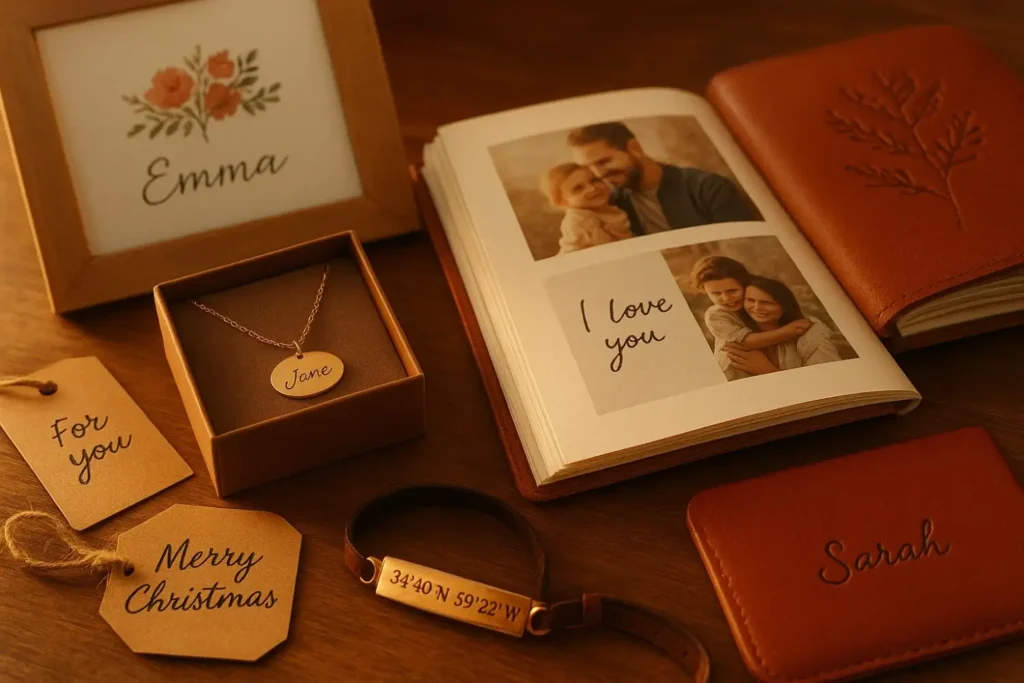 Personalized Christmas gifts for her 2025 including custom jewelry and photo books