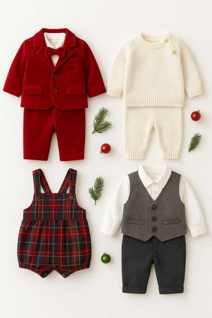 Christmas Dress for Baby Boy 2025: Cutest Outfit Ideas, Photoshoot Looks & Styling Tips 11 baby boy christmas romper set plaid suspenders