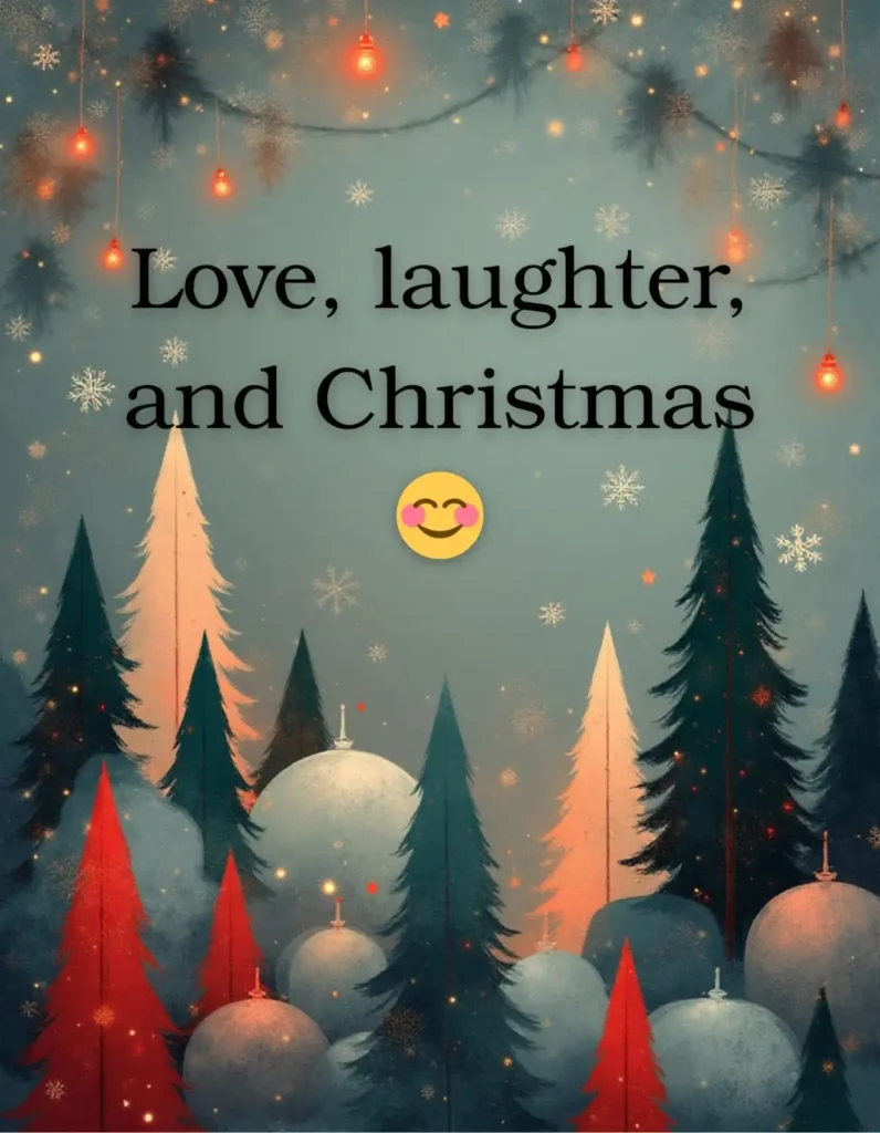 Christmas lights photo with caption overlay