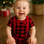 Personalized baby boy Christmas outfit with name