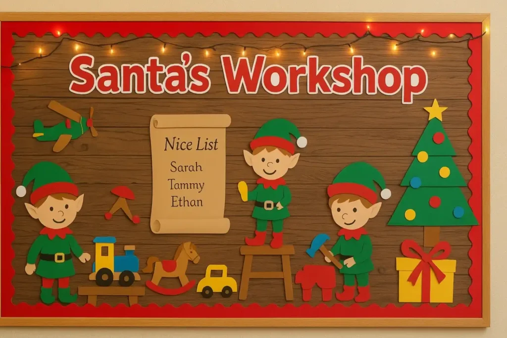 Santa's workshop Christmas theme board