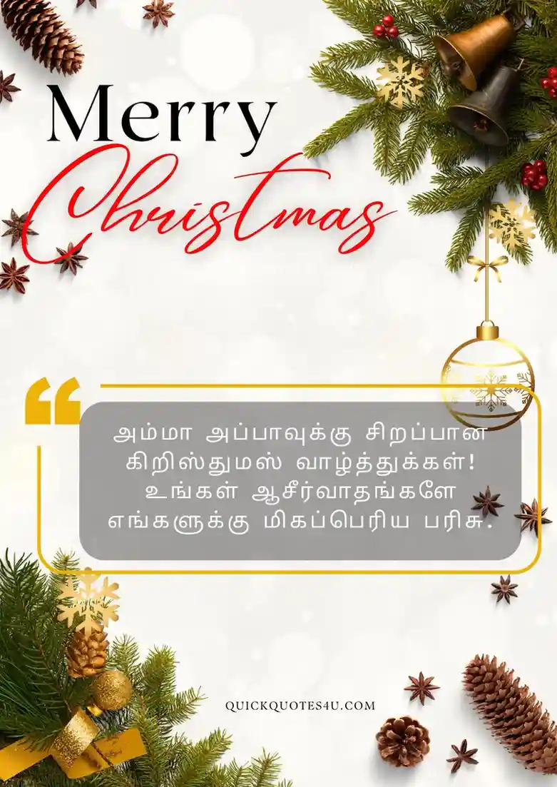 Christmas blessings in Tamil with peaceful winter theme