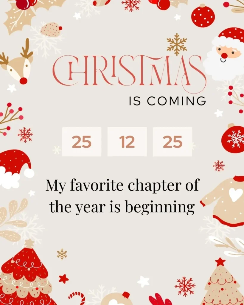 Winter holiday captions with snowy aesthetic background